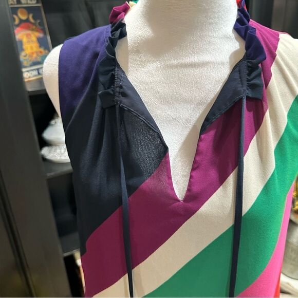 Trina Turk Multi Colored Striped Sleeveless Blouse Size Small - Picture 3 of 10